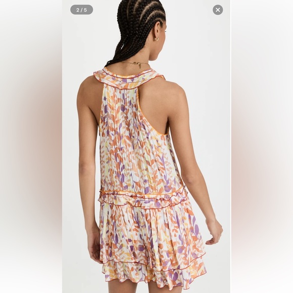 Poupette St Barth Mae Orange Floral Mini Dress Large - Picture 2 of 6